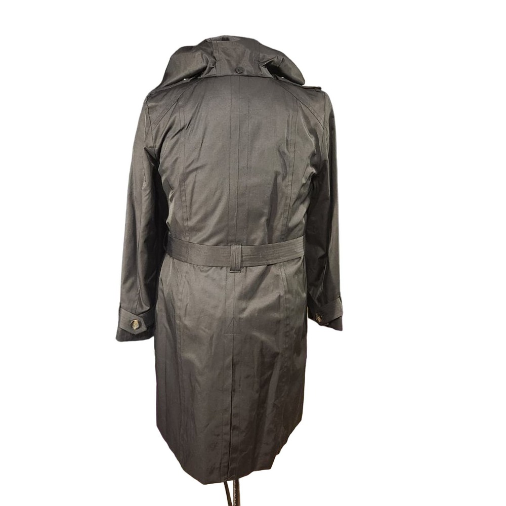 NWT LONDON FOG Womens Double-Breasted Hooded Trench Coat, Black, size 0X - Picture 6 of 11